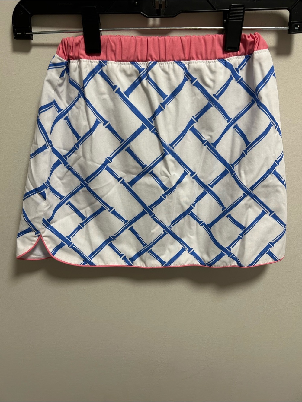 White & Blue Patterned Women’s Skirt with Pink Waistband